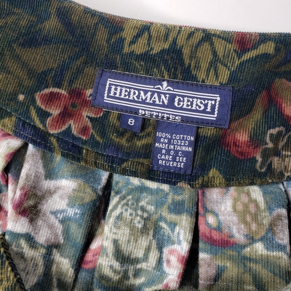 Herman Geist Dark Floral Corduroy Dirndl Tyrolean Cotton Academia Vintage variou - Picture 5 of 9